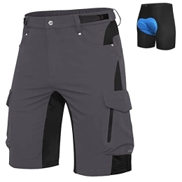 Ally Clothing Ally Mens Mountain Bike Shorts Padded MTB Shorts Baggy Cycling Bicycle Bike Shorts with Padding Wear Relaxed Loose-fit (Grey, M)