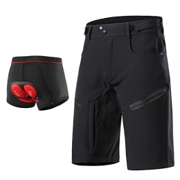 Beylore Clothing Beylore MTB Downhill Shorts Men's Short Cycling Shorts, 3D Gel Cycling Underpants Men Padded with Seat Padding Baggy Quick-Drying Breathable Mountain Bike Cycling Shorts, Black, XXL
