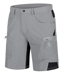 EKLENTSON Cycling Shorts Men Lightweight Quick Dry Zip Pocket Mountain Hiking Short Pants for Outdoor Running Training Light Grey