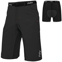 FDX Mountain Bike Short FDX Mens MTB Shorts - Lightweight Mountain Bike Shorts with Removable Inner Padded Liner, Breathable Quick Dry Outdoor Cycle Pants with Cargo Pockets, for Sports Training (X-Large, Black)