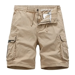 Generic Clothing Men Summer Fashion Casual Loose Solid Color with Pockets Casual Shorts Men Shorts Mountain Bike, khaki, XL