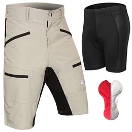 MTB Mountain Bike Shorts - The FIVER - 4D Padded Baggy Bicycle Cycling Biking Bike Shorts Loose-fit - 5 Zippered Pockets (Gray, XL)