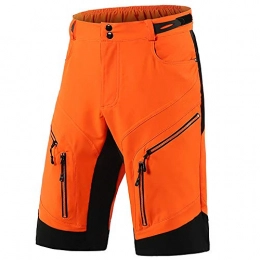 LXZH Mountain Bike Short MTB Shorts Men Baggy, Breathable Quick Dry MTB Shorts Loose Fit Mountain Bike Pants with 4 Zip Pockets Waterproof Cycling Bottoms, for Outdoor Bicycle Downhill Sports, Orange, XL