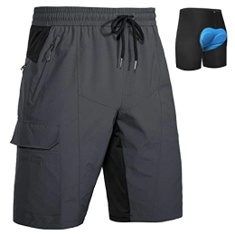 Wespornow Mountain Bike Short Wespornow Men's-MTB-Mountain-Bike-Cycling-Shorts, Baggy-Breathable-Bike-Shorts with Pockets (Grey with Pad, L)