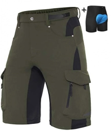 XKTTAC Mountain Bike Short XKTTAC Men's-Mountain-Bike-Shorts MTB Shorts with 6 Pockets (Green with Pad, Large)
