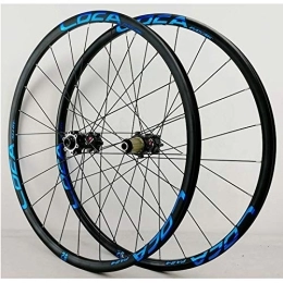 KANGXYSQ Mountain Bike Wheel 26 / 27.5 / 700C / 29 Bike Wheelset Mountain Road Bicycle Wheels Thru Axle Front Rear Rim Cycling Wheel Set Disc Brake 8-12 Speed Cassette (Color : Black hub Blue logo, Size : 29in)