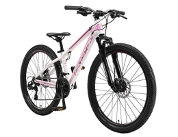 BIKESTAR vélo BIKESTAR VTT en Aluminium, Frein à Disque, 21 Vitesses Shimano, 26 Pouces | Mountainbike Suspension Avant Cadre 13" Pouces | Blanc