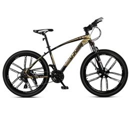 Dsrgwe Vélo de montagnes Dsrgwe VTT, VTT, 26inch Dur Queue de Montagne Vélos, Cadre en Acier au Carbone, Suspension Avant et Double Disque de Frein (Color : Black+Gold, Size : 27 Speed)