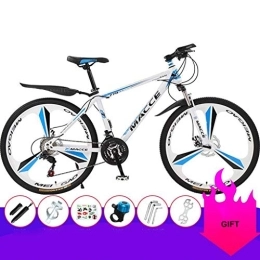 Dsrgwe vélo Dsrgwe VTT, VTT, 26inch Hardtail Vélo de Montagne, Double Frein à Disque et Suspension Avant, 21 Vitesses, 24x, 27 Vitesse (Color : White+Blue, Size : 21 Speed)