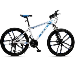 Dsrgwe Vélo de montagnes Dsrgwe VTT, VTT, Vélos Cadre en Acier au Carbone, Double Frein à Disque et Suspension Avant antichocs, 26inch Mag Wheel (Color : White+Blue, Size : 21-Speed)