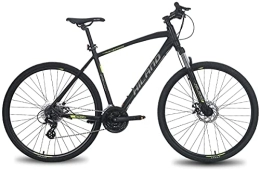 Hiland vélo HILAND 700C vélo Hybride avec Cadre Aluminium Shimano 24 Vitesses Vitesse Lock-Out Fourche à Suspension Frein à Disque vélo de Ville…