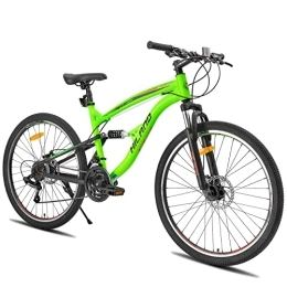 HH HILAND Vélo de montagnes Hiland Vélo VTT 26" à suspension complète à double suspension 21 vitesses pour garçons et filles - Pour homme et femme - Vert
