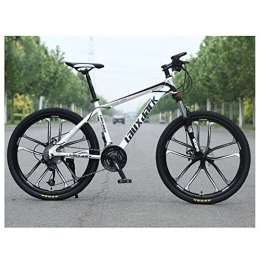 LKAIBIN Vélo de montagnes LKAIBIN Vélo de cross pour sports de plein air, VTT en acier à haute teneur en carbone, cadre de suspension avant, 27 vitesses, vélo Outroad avec double freins à disque, blanc