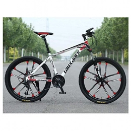 LKAIBIN vélo LKAIBIN Vélo de cross pour sports de plein air, VTT en acier à haute teneur en carbone, cadre de suspension avant, 27 vitesses, vélo Outroad avec double freins à disque, rouge