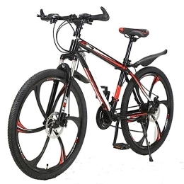 PRUJOY VTT Adulte 26/24 Pouces Vitesse Variable Double Frein à Disque vélo Cadre en Acier au Carbone 21/24/27/30 Vitesse pour Adolescents (Black Red 30speed)