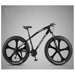 MJY vélo MJY Vélo de montagne de 26 pouces, cadre en acier à haute teneur en carbone Fat Tire Mountain Trail Bike, VTT semi-rigide pour femmes avec frein à double disque, Noir, 30 vitesses 3 rayons