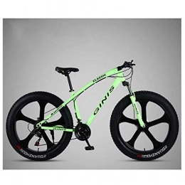 MJY vélo MJY Vélo de montagne de 26 pouces, cadre en acier à haute teneur en carbone Fat Tire Mountain Trail Bike, VTT semi-rigide pour femmes avec frein à double disque, vert, 24 vitesses 5 rayons