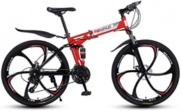 MJY vélo MJY Vélo Hommes Vélo de montagne, vélos pliants en acier au carbone 26 pouces, vélo adulte à vitesse variable à double choc, roue intégrée à 6 couteaux 6-24), 26 po (21 vitesses)