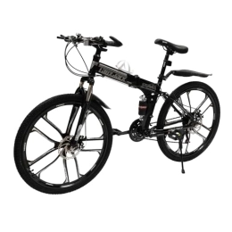 Soberoses vélo VTT 26 ", vélo pliant à 21 vitesses, freins à disque, vélo tout suspendu avec double cadre d'absorption des chocs pour adultes, hommes et femmes (noir et blanc)