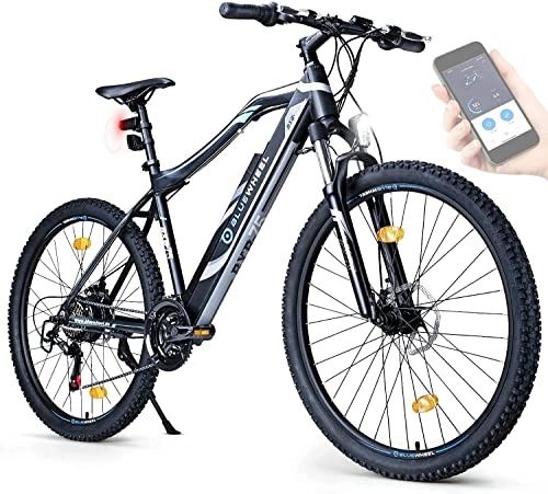 Mountain bike elettriches : BLUEWHEEL E-bike 27.5" & 29" I Marchio tedesco di qualità | Conforme UE E-mountain bike 21 Marce & Motore posteriore per 25 km / h | Bici elettrica sospensione MTB, App & sella sportiva | BXB75