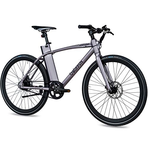 Mountain bike elettriches : CHRISSON EOCTANT - Bicicletta elettrica da 28 pollici con trasmissione a cinghia, colore grigio opaco, con ruota posteriore Aikema da 250 W, 36 V, 40 Nm, pratica bicicletta elettrica per uomo e donna