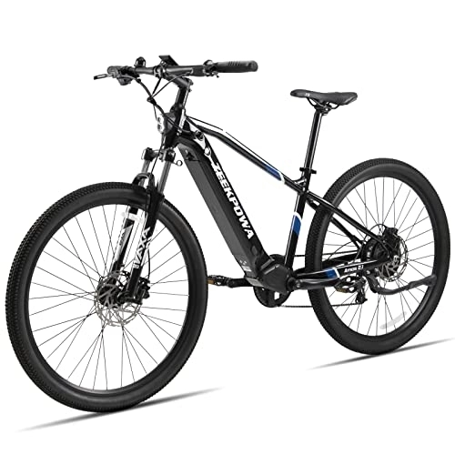 Mountain bike elettriches : E Bike 29" E Mountain bike da uomo con batteria rimovibile 48 V 10, 4 Ah 250 W motore posteriore Shimano a 9 marce, bicicletta elettrica 80 km con forcella ammortizzata, luce LED