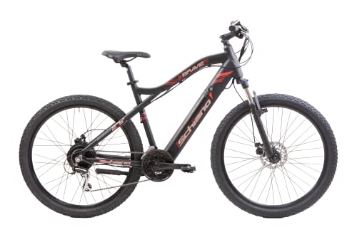 Mountain bike elettriches : F.lli Schiano Braver, Bicicletta elettrica Unisex Adulto, Nero-Rosso, 27