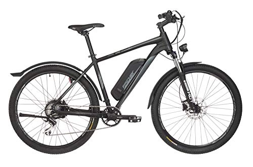 Mountain bike elettriches : Fischer Bike Terra 2.0, 27, 5", RH 48 cm, Motore Posteriore 25 NM, Catena Shimano Acera 1 x 8 Marce, LED 300, Suntour XCT-HLO 100 mm Unisex-Adulti, Nero Grafite Opaco, 48cm