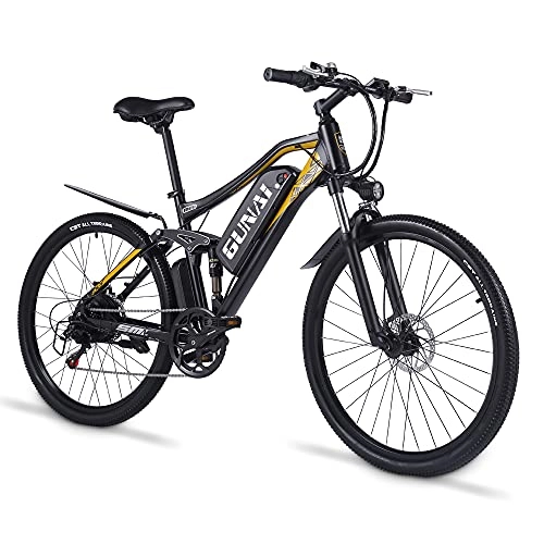 Mountain bike elettriches : GUNAI Bicicletta Elettrica da 27, 5 pollici per Mountain Bike per Adulti da 500 W con Batteria Agli Ioni di Litio da 48 V 15 Ah