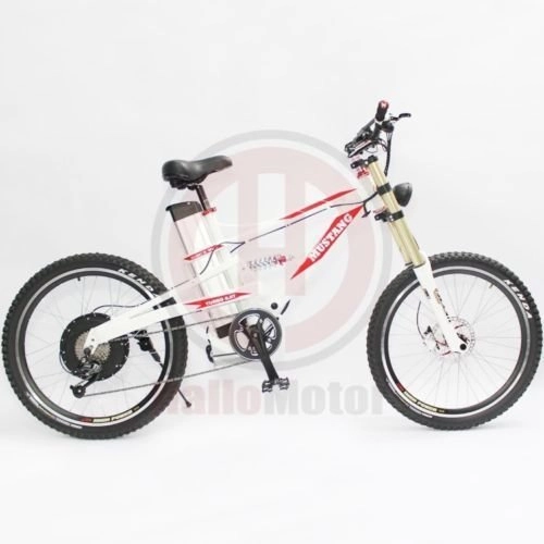 Mountain bike elettriches : HalloMotor Black Or White Frame 48V 1500W Mustang Mountain Ebike 18Ah Electric Bicycle Lithium Battery Zoom Triple Crown Fork