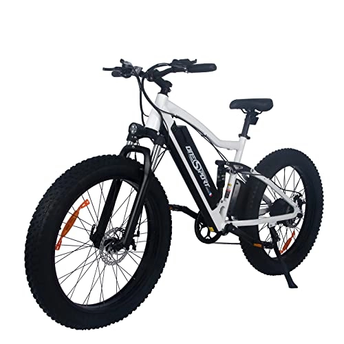 Mountain bike elettriches : HITWAY 26" Fat Tire Electric Bike, 48V / 250W / 10Ah batteria al litio, cambio ad alta velocità e ruota a raggi eBike ONES1(BIANCO)