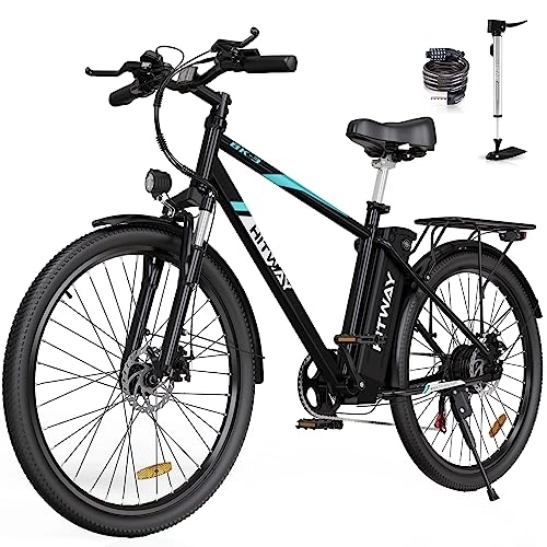 Mountain bike elettriches : HITWAY Bicicletta Elettrica 26", Bici Elettrica Mountain Bike, E-Bike City per Uomo / Donna, Motore 250W 36V 14Ah batteria al litio estraibile, Shimano 7 marce, fino a 45-100 km