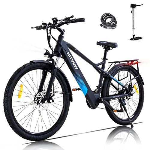 Mountain bike elettriches : HITWAY Bicicletta Elettrica per Adulti 26'', 250W Mountain Bike Elettrica con 36V 11, 2Ah Batteria, Fino a 35-90km, Shimano 21 Velocità Ingranaggi Bici Elettrica per Uomo / Donna
