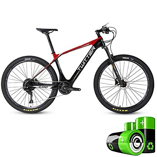 Mountain bike elettriches : HJHJ Mountain Bike elettrica Ibrida motoslitta da 27, 5 Pollici per Adulti Bicicletta Ultraleggera a Pedale 36V10Ah Batteria al Litio Integrata (5 File / 11 velocità), BlackRed
