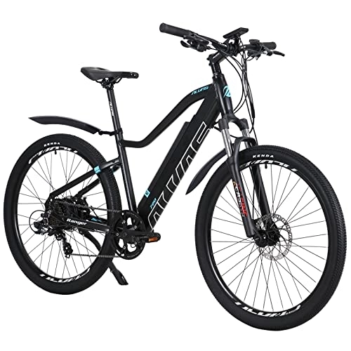 Mountain bike elettriches : Hyuhome Biciclette elettriche per adulti uomini e donne, 27, 5'' Ebikes Full Terrain 36 V 12, 5 Ah Mountain E-MTB Bicicletta Shimano 7 velocità Freni a doppio disco per pendolari esterni