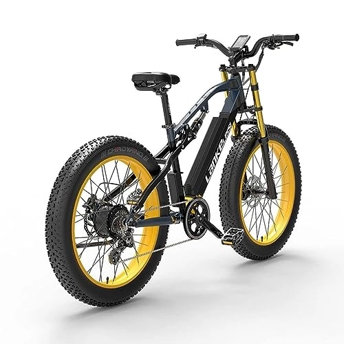 Mountain bike elettriches : Kinsella La mountain bike elettrica RV700 include: una batteria al litio rimovibile 48 V 16 Ah, pneumatici grandi 26 x 4, un telaio in alluminio 6061 e molle ammortizzatore。 (giallo)