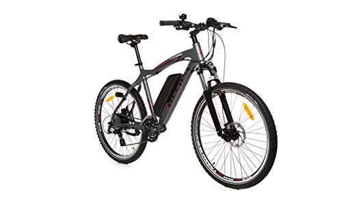 Mountain bike elettriches : Moma Bikes 26", Sospensione Singola, Bicicletta E-MTB Alu 7V 36V350W Lithium Grigio