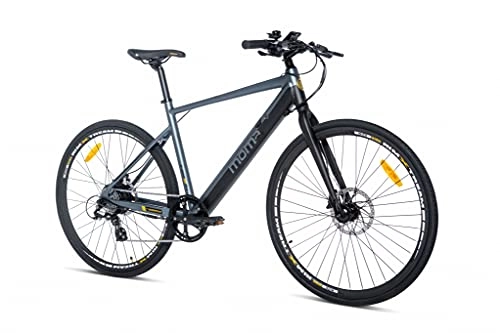 Mountain bike elettriches : Moma bikes E- Road 28 PRO, BIERDNUN Unisex-Adult, Grigio / Nero, Normal
