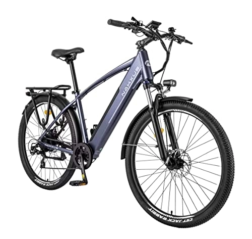Mountain bike elettriches : nakxus Bicicletta elettrica 27M204, bicicletta elettrica da 27.5", 12, 5 Ah, fino a 100 KM, motore da 250 W, conforme all'UE con app (grigio)