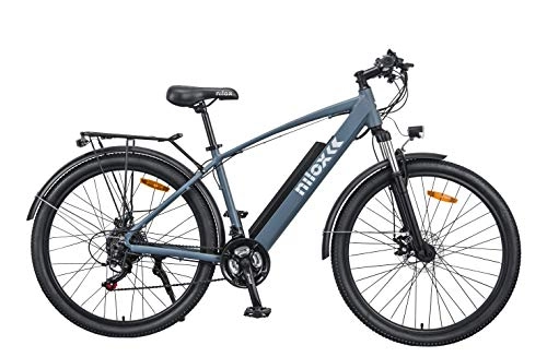 Mountain bike elettriches : Nilox E-Bike X7, Trekking Bike con Pedalata Assistita, Cambio con 21 Velocità, Batteria al Litio Removibile LG da 36 V – 8 Ah, Fino a 45 km di Autonomia, Copertoni Semi Tassellati 27.5” x 2.10”