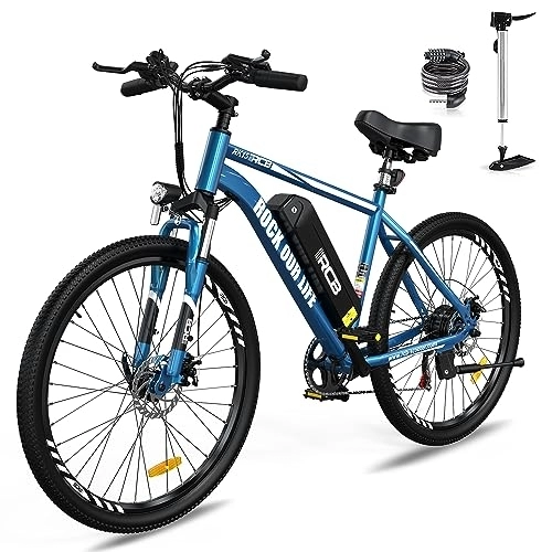 Mountain bike elettriches : RCB Bicicletta elettrica per adulti fino a 90km (effetto ambientale), RK15 E-Bike per pendolari Pneumatici da 26 "resistenti all'usura e sospensioni anteriori ammortizzanti 7-velocità