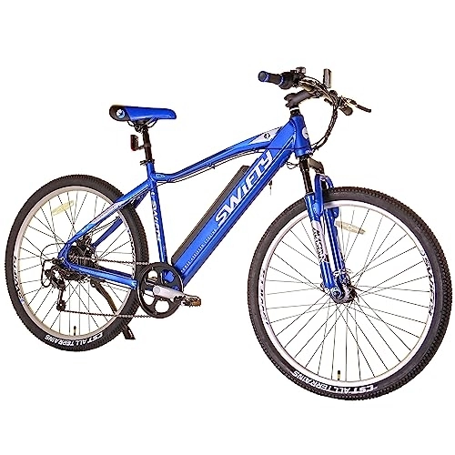 Mountain bike elettriches : Swifty AT656, Mountain Bike with Battery Semi intergrated Into The Frame Unisex-Adult, Blu, Taglia Unica