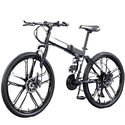 Mountain Bike pieghevoles : DADHI Mountain bike fuoristrada pieghevole, bicicletta doppia ammortizzante, telaio in acciaio ad alto tenore di carbonio, adatta per 160~180 cm (Grey 27 speed)