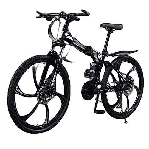 Mountain Bike pieghevoles : DADHI Mountain bike pieghevole, bici da esterno a velocità variabile, freno a disco meccanico sensibile, montaggio facile, per uomo / donna (Black and white 27 speed)