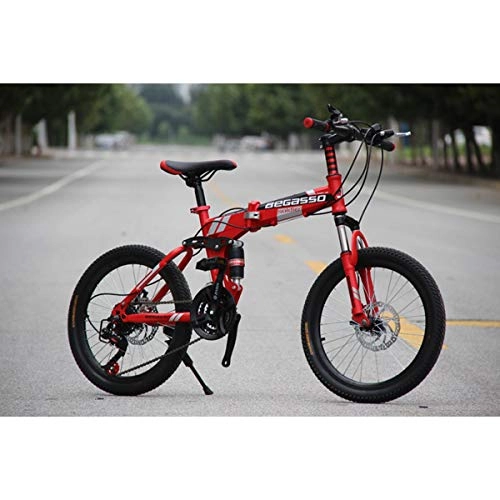 Mountain Bike pieghevoles : Dapang Klappbares Mountainbike, 20"Zoll Stahlrahmen, 21-Gang-Kotflügel vorne und hinten, mechanische Bremse vorne und hinten, Red