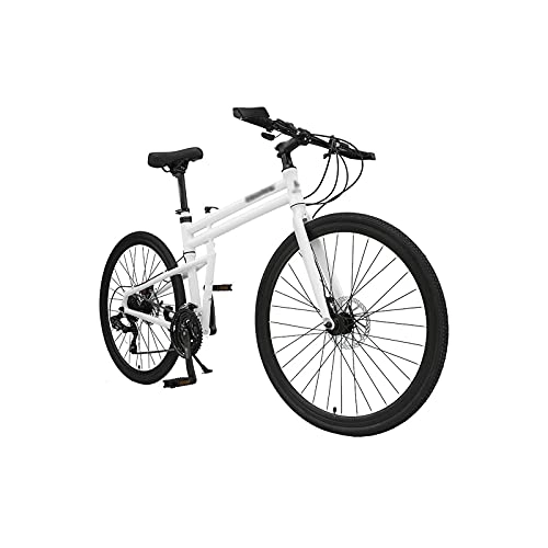 Mountain Bike pieghevoles : HESND ZXC Biciclette per adulti a velocità variabile Telaio bici pieghevole idraulico freno a disco City Riding 24 26 pollici Ruota in lega di alluminio Anti-ruggine Bicicletta (colore: bianco,