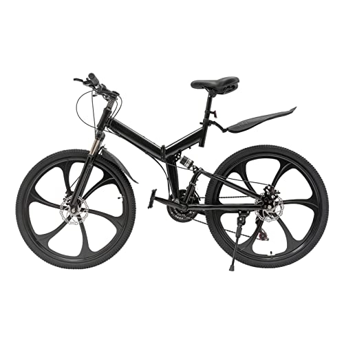 Mountain Bike pieghevoles : Xingfx Bicicletta pieghevole da 26 pollici, 21 marce, freno a doppio disco, pieghevole, per persone con un'altezza di 1, 6 – 1, 9 m, colore nero