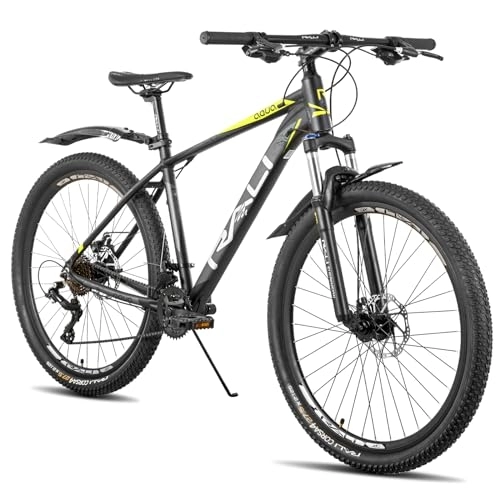 Mountain Bike : HILAND RALI Cyclone 27, 5 pollici Hardtail Mountain Bike Telaio leggero in alluminio a 16 marce freni a disco meccanici bici MTB per uomo e donna nero / giallo