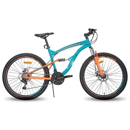 Mountain Bike : LANAZU Bici con telaio in acciaio da 26 pollici, mountain bike a 21 velocità, bici fuoristrada a velocità variabile con freno a doppio disco, adatta per il trasporto (Blue)