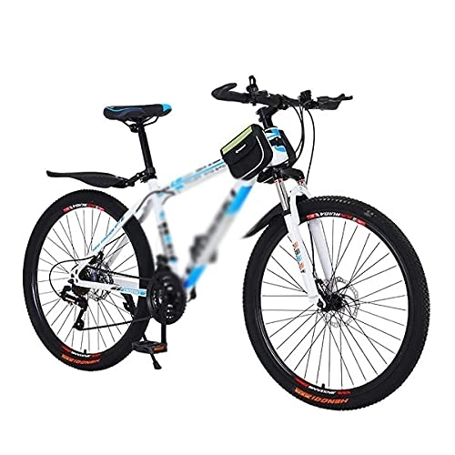 Mountain Bike : Telaio per mountain bike da 26 pollici in acciaio al carbonio 21 / 24 / 27 velocità con doppio freno a disco e doppia sospensione / Blu / 24 velocità (Bianco